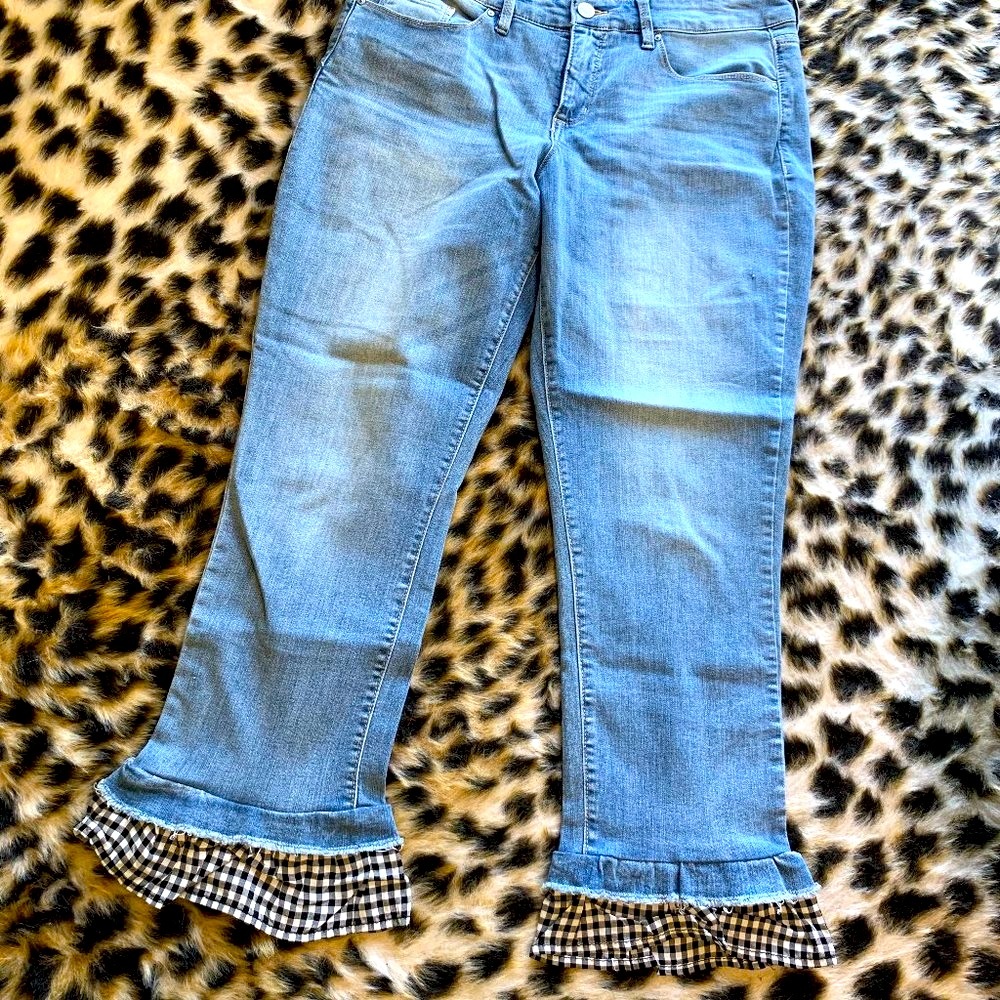 Gingham Ruffle Trim Jeans